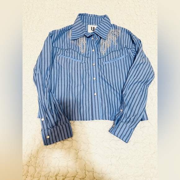 Nwot Free People x Understated Leather Embellished Button Down - Picture 4 of 6